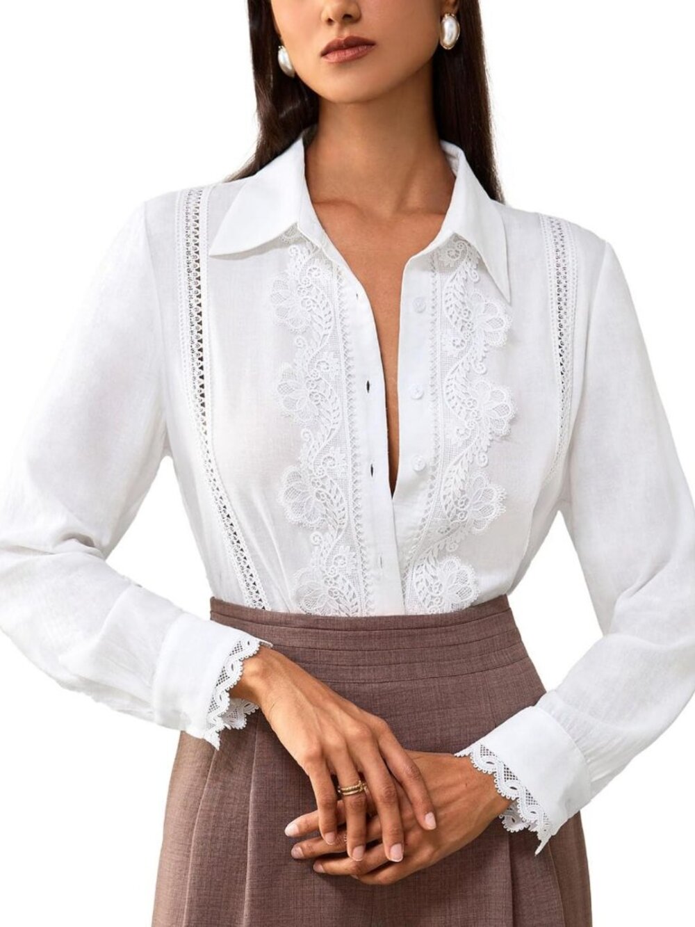 Chic Women's Long Sleeve Blouse - Casual Top for Work, Daily Wear & Vacations